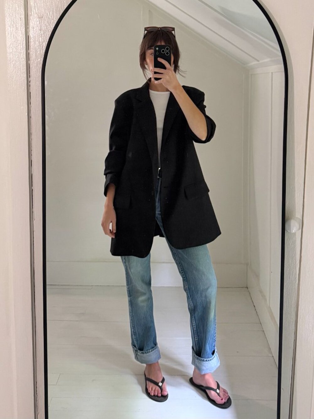 Normal / The Frankie Shop Wool Pinstripe Oversized Blazer Jacket Size XS/S Black - Picture 4 of 10